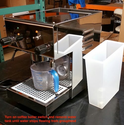 Profitec Pro 300 espresso machine: Draining the Boilers