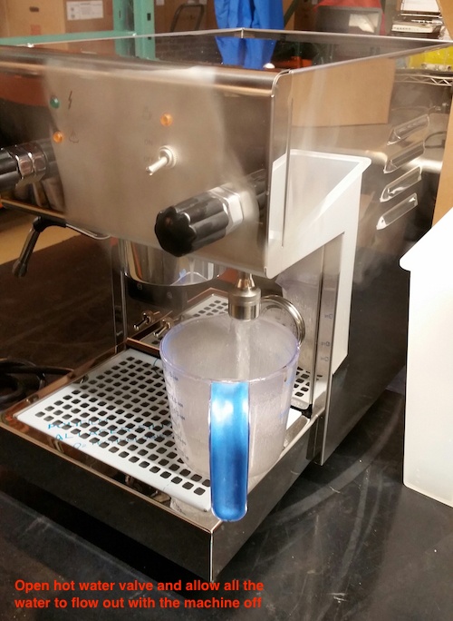 Profitec Pro 300 espresso machine: Draining the Boilers
